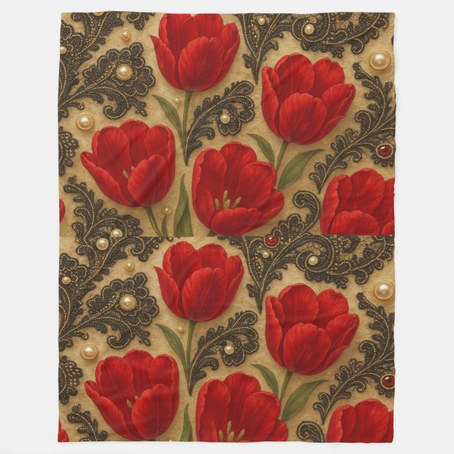 Couverture Polaire COBERTOR Tulipas e Renda  DESIGN  (Devant)