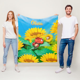 Couverture Polaire Coccinelle somnolente faite sur commande de la