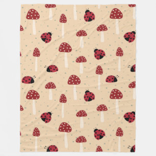 Couverture Polaire Coccinelles et Champignons Rouges