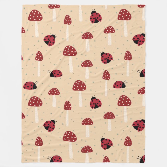Couverture Polaire Coccinelles et Champignons Rouges (Devant)