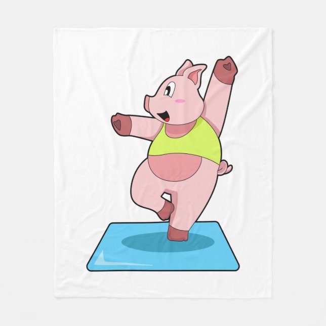 Couverture Polaire Cochon au yoga Fitness (Devant)