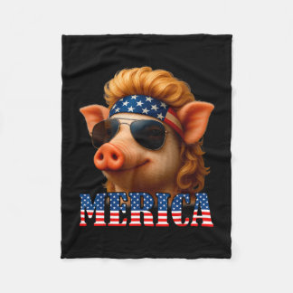 Couverture Polaire Cochon drôle drapeau américain agriculteur jour de