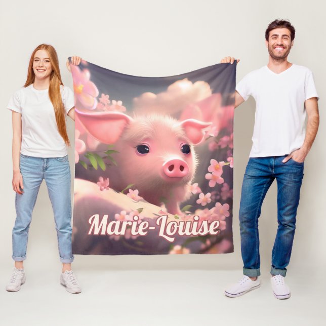 Couverture Polaire Cochon Fluffé Cute (En situation)