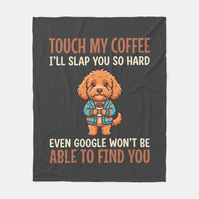 Couverture Polaire Cockapoo amusant amateur de café (Devant)