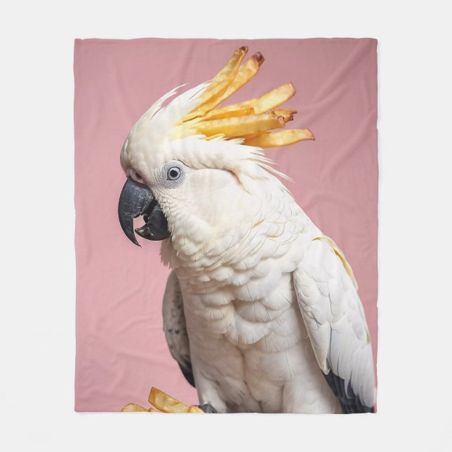 Couverture Polaire Cockatoo Drôle Avec Crest Fries Français (Devant)