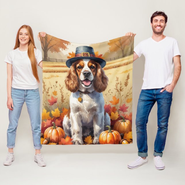 Couverture Polaire Cocker Spaniel Dans Les Feuilles D'automne Art De  (En situation)
