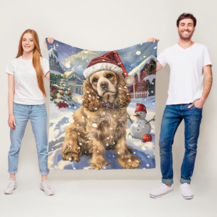 Couverture Polaire Cocker Spaniel Winter Wonderland Noël Joie