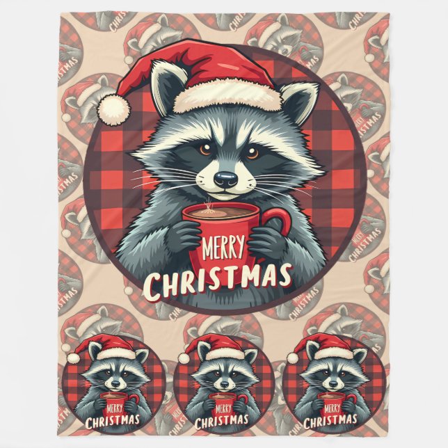 Couverture Polaire Cocoa Cheer de Raton Laveur de Noël (Devant)