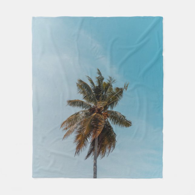 Couverture Polaire Cocotier vert sous ciel bleu (Devant)