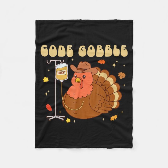 Couverture Polaire Code Gobble Funny Thanksgiving Nurse Rn Cna Medica (Devant)