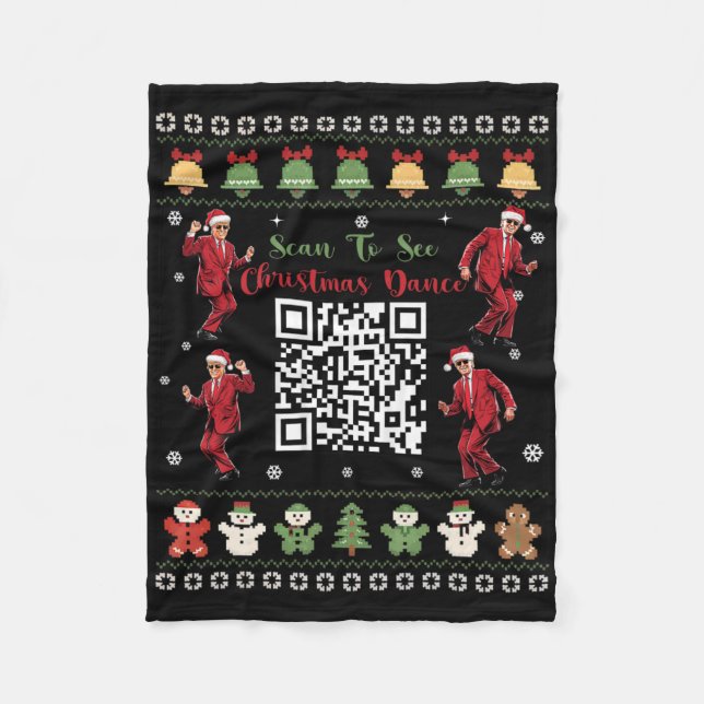 Couverture Polaire Code Qr Danse Trump Président Code Danse Noël (Devant)