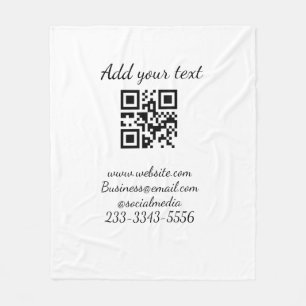 Couverture Polaire code QR personnalisé simple ajouter votre nom text