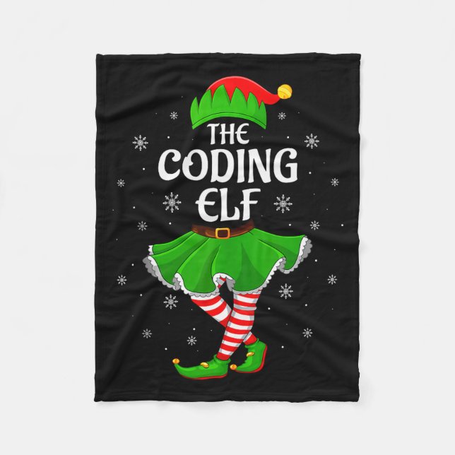 Couverture Polaire Coding Elf Christmas Family Girls Women Elf Squad  (Devant)