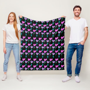 Couverture Polaire Cœur aquarelle motif fleur de la Saint-Valentin  