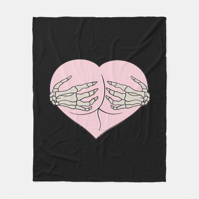 Couverture Polaire Coeur Butt Hug Skeleton Mains Classique (Devant)