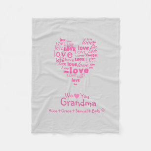 Couverture Polaire Coeur d'amour "nous vous aimons" n'importe quelle