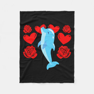 Couverture Polaire Cœur d'amour Saint-Valentin Roses Dauphin Garçons