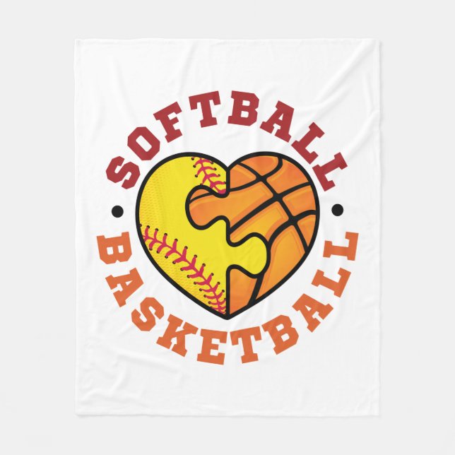 Couverture Polaire Coeur de basketball de softball (Devant)