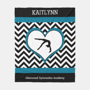 Couverture Polaire Coeur de Chevron de gymnastique avec le monogramme