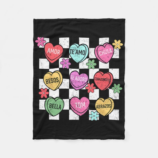 Couverture Polaire Cœur de conversation de la Saint-Valentin espagnol (Devant)