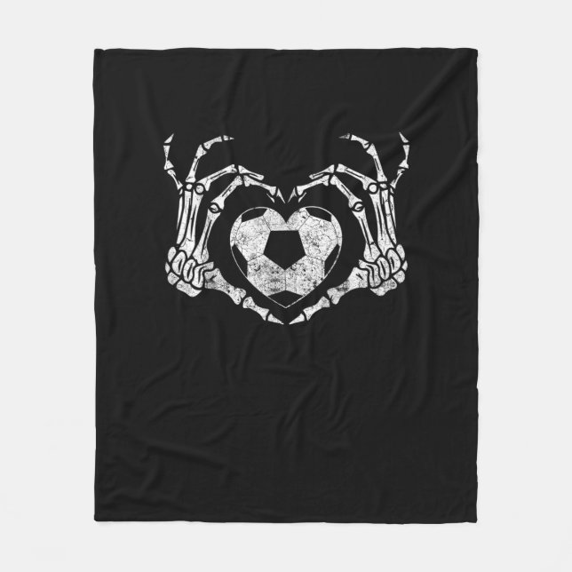 Couverture Polaire Coeur de football Squelette main Halloween Costume (Devant)
