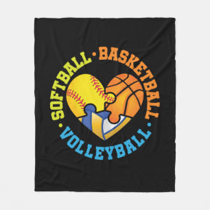 Couverture Polaire Coeur de volley-ball de basketball de softball