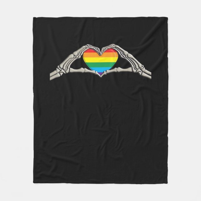 Couverture Polaire Coeur des mains osseuses actif (Devant)
