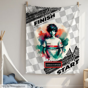 Couverture Polaire Coeur d'un Champion Racing Sport Voiture Anniversa