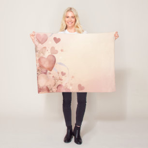 Couverture Polaire Cœur en Cascade Abstrait Rose Poussiéreuse Fantais