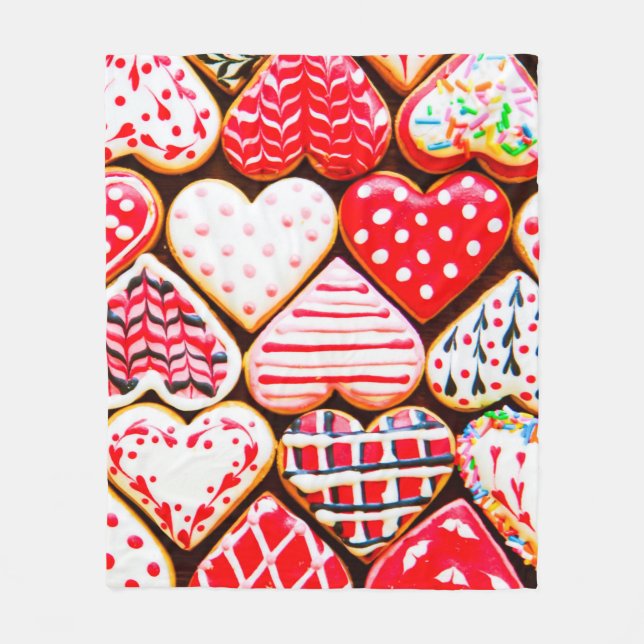 Couverture Polaire Coeur en forme de biscuits glaçage pour le jour de (Devant)