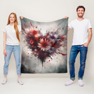 Couverture Polaire Coeur fleuri
