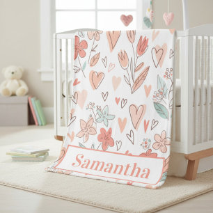 Couverture Polaire Cœur Floral Personnalisé Cosy