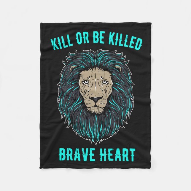 Couverture Polaire Coeur Lion brave (Devant)