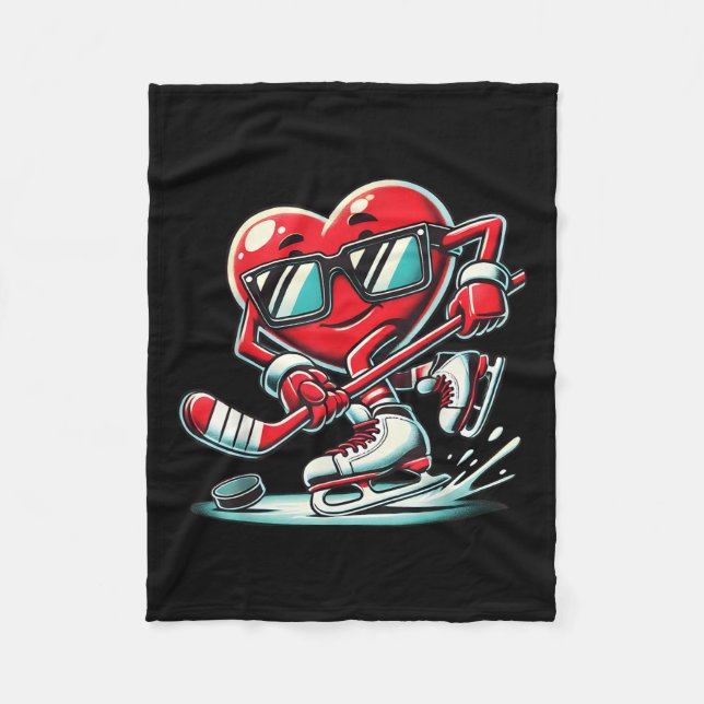 Couverture Polaire Coeur mignon Jouer de hockey sur glace Valentines  (Devant)