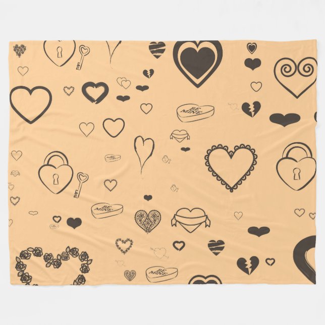 Couverture Polaire Coeur mignon Motif moderne gris foncé (Devant (Horizontal))