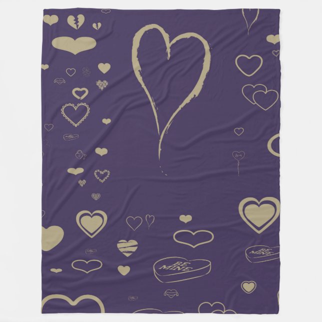 Couverture Polaire Coeur mignon Motif violet moderne (Devant)