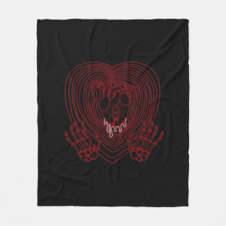 Couverture Polaire Coeur Pleurant En Rouge - Skeleton Coeurs Mains