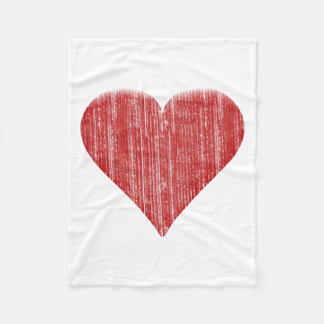 Couverture Polaire Coeur rouge affligé (Devant)