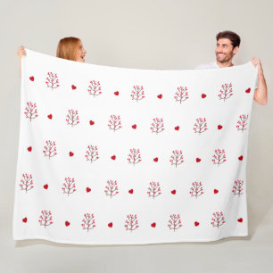 Couverture Polaire Coeur Rouge Et Arbre Motif sans couture