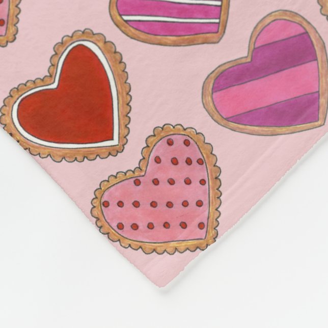 Couverture Polaire Coeur rouge rose Sucre Cookies Aimer Saint Valenti (Coin)