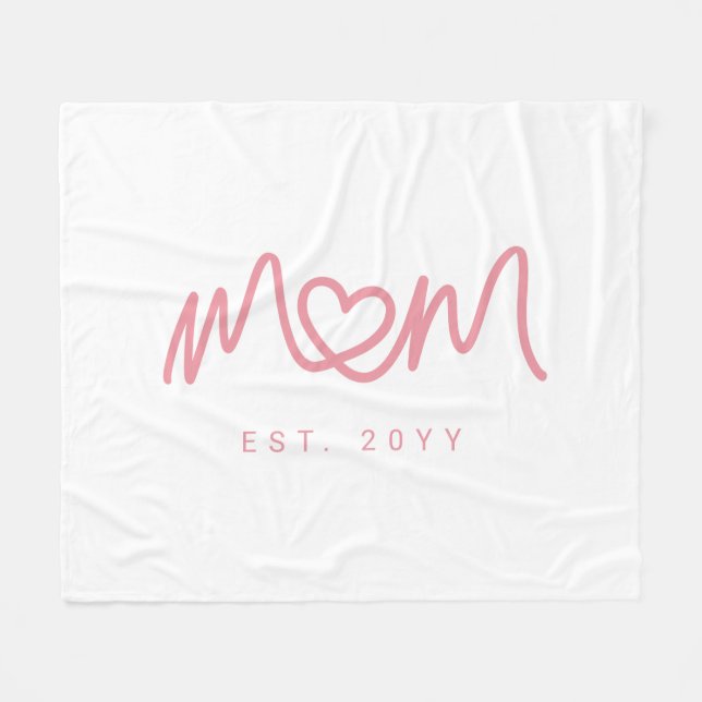 Couverture Polaire Cœur Simple Script Rose Mignon Nouvelle Maman Étab (Devant (Horizontal))