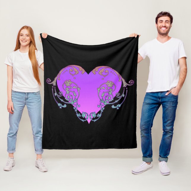 Couverture Polaire Coeur violet élégant et romantique avec de la pros (En situation)