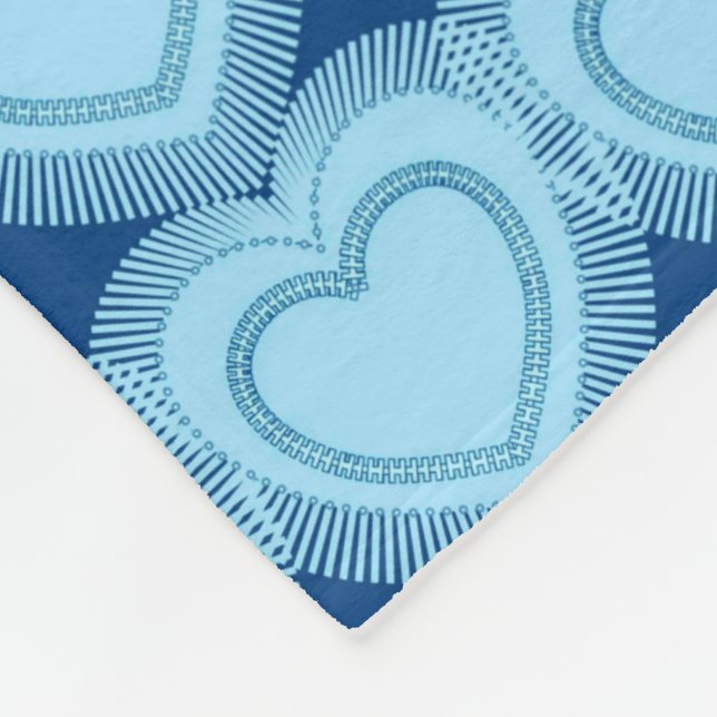 Couverture Polaire Coeurs Abstraits modernes - Ciel bleu et Cobalt (Coin)