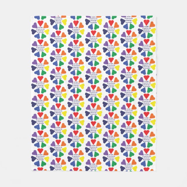 Couverture Polaire Coeurs arc-en-ciel (Devant)