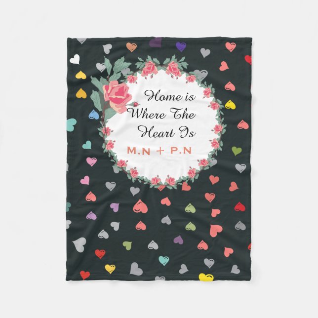 Couverture Polaire Coeurs d'amour (Devant)