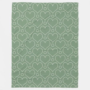 Couverture Polaire Coeurs d'amour et motif Pois en vert