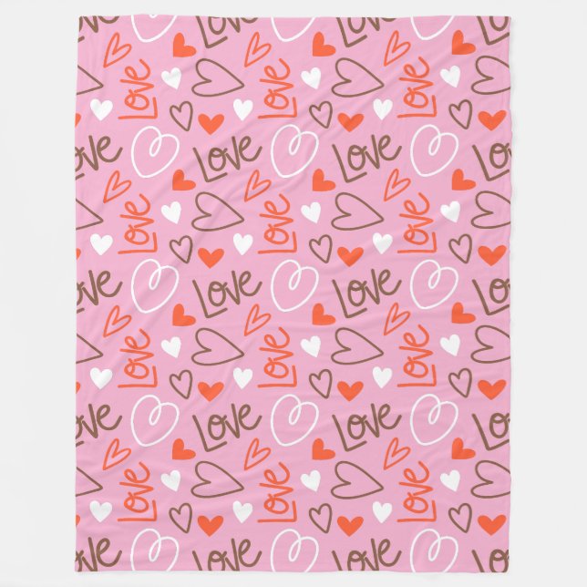 Couverture Polaire Coeurs d'Amour Scribblés Fleece Blanket (Devant)