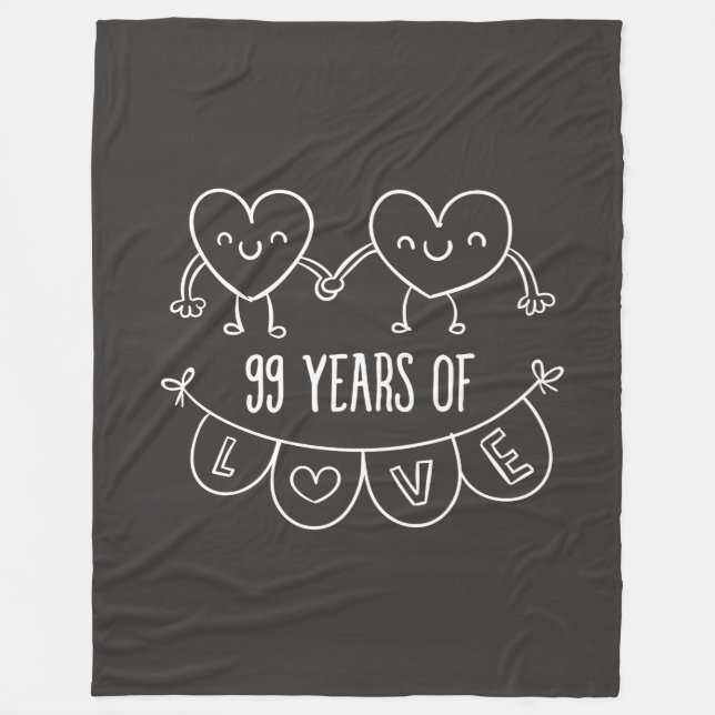 Couverture Polaire Coeurs de calèche-cadeaux du 99e anniversaire (Devant)