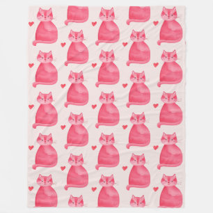 Couverture Polaire Coeurs de chats roses mignons