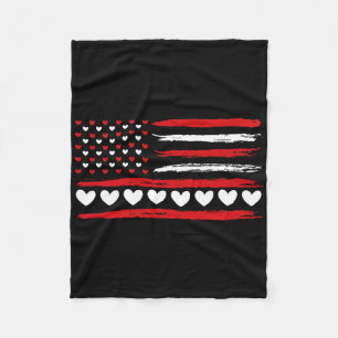 Couverture Polaire Cœurs de drapeau américain Amour Patriotique Joyeu